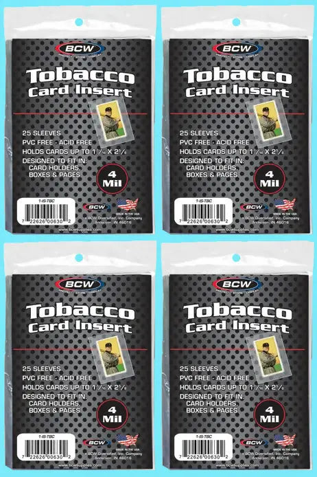 Four packs of BCW tobacco card insert sleeves for Trading Sport Allen Ginter Baseball T206