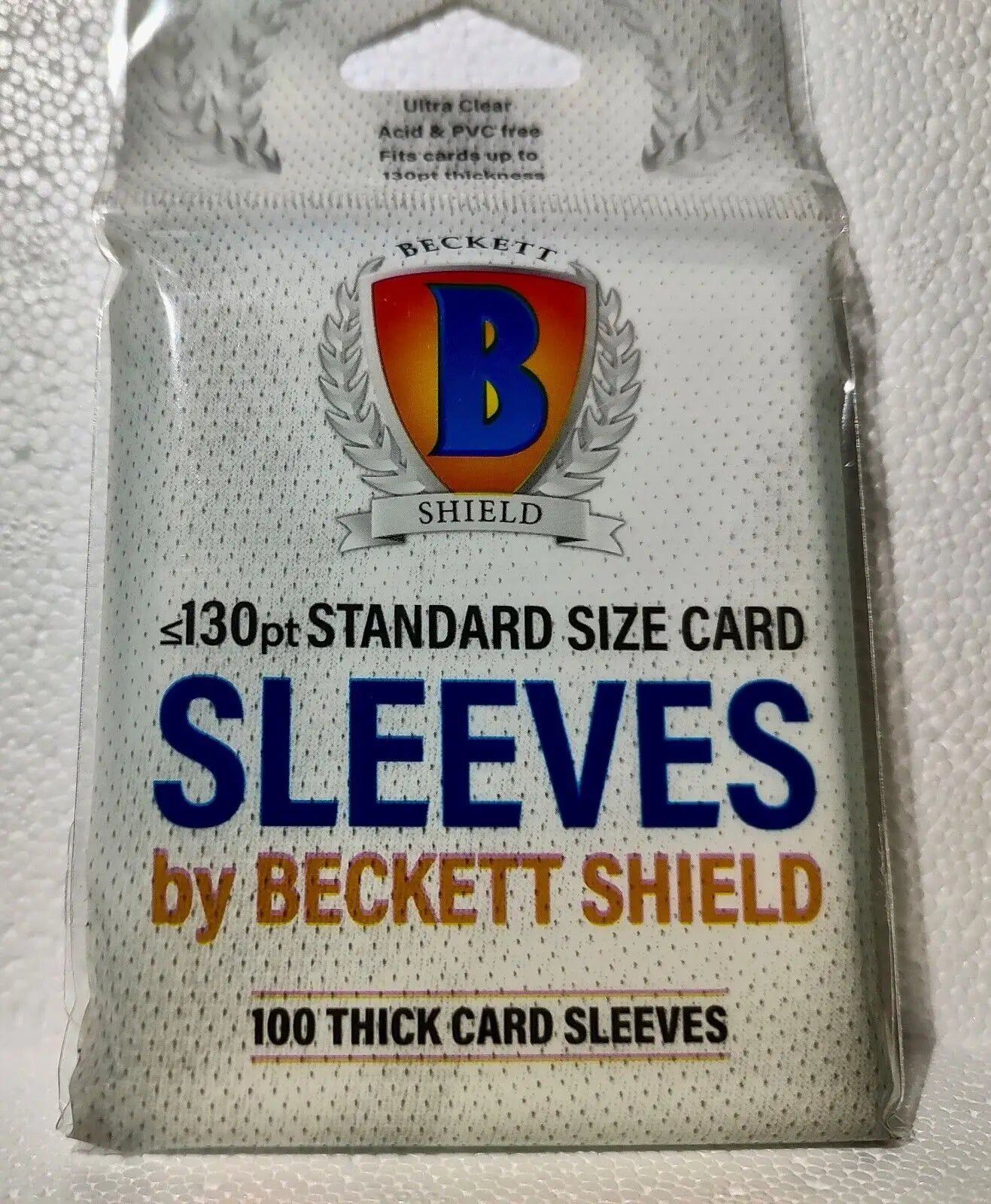 100 count Beckett Shield Standard Size 130pt Thick Card Sleeves - New in Hanger - Card Supplies