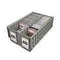 Gray plastic storage bin for card storage and collection organization