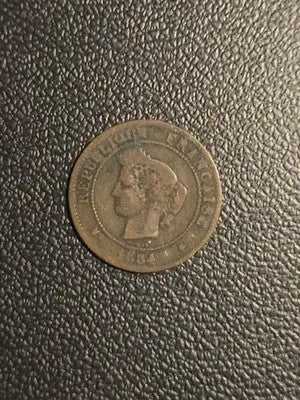 1884 France 5 Centimes Copper Coin - Very Good Condition Rare Collectible - Coins & Currency