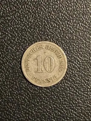 1892 A Germany 10 Pfennig - German Empire Kaiserreich Coin - Berlin Mint