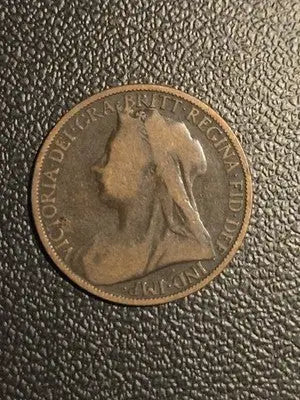 1899 England One Penny Bronze Coin Very Good Condition - Rare Collectible - Coins & Currency