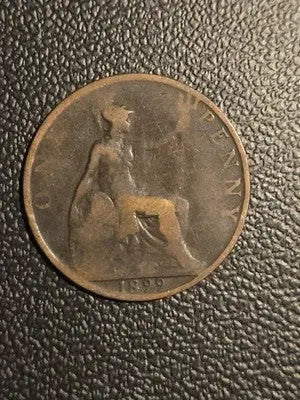 1899 England One Penny Bronze Coin Very Good Condition - Rare Collectible - Coins & Currency