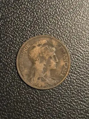 1902 France 5 Francs Copper-Nickel Coin - Very Good Condition - Rare!