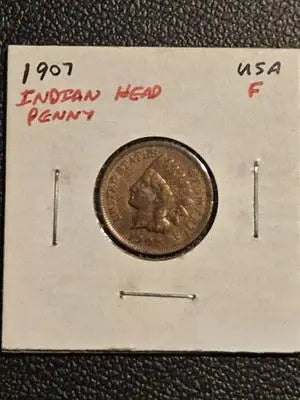 1907 Indian Head Penny - Fine Condition - US One Cent Coin