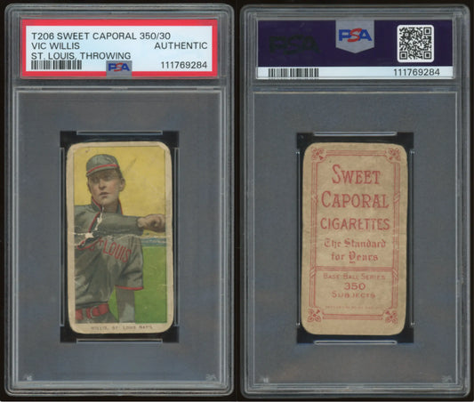 1909-11 T206 Vic Willis Throwing St. Louis Cardinals Sweet Caporal 350/30 PSA A - Baseball Card Single