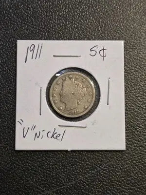 1911 Liberty Head V Nickel - 5 Cents - Clear Date - Barber Design