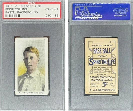1911 M116 Sporting Life # Eddie Collins PSA 4 Pastel Background - Baseball Card Single
