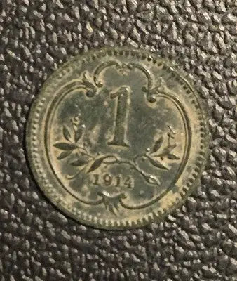 1914 Austria 1 Heller Austro-Hungarian Empire Bronze Coin - Franz Joseph