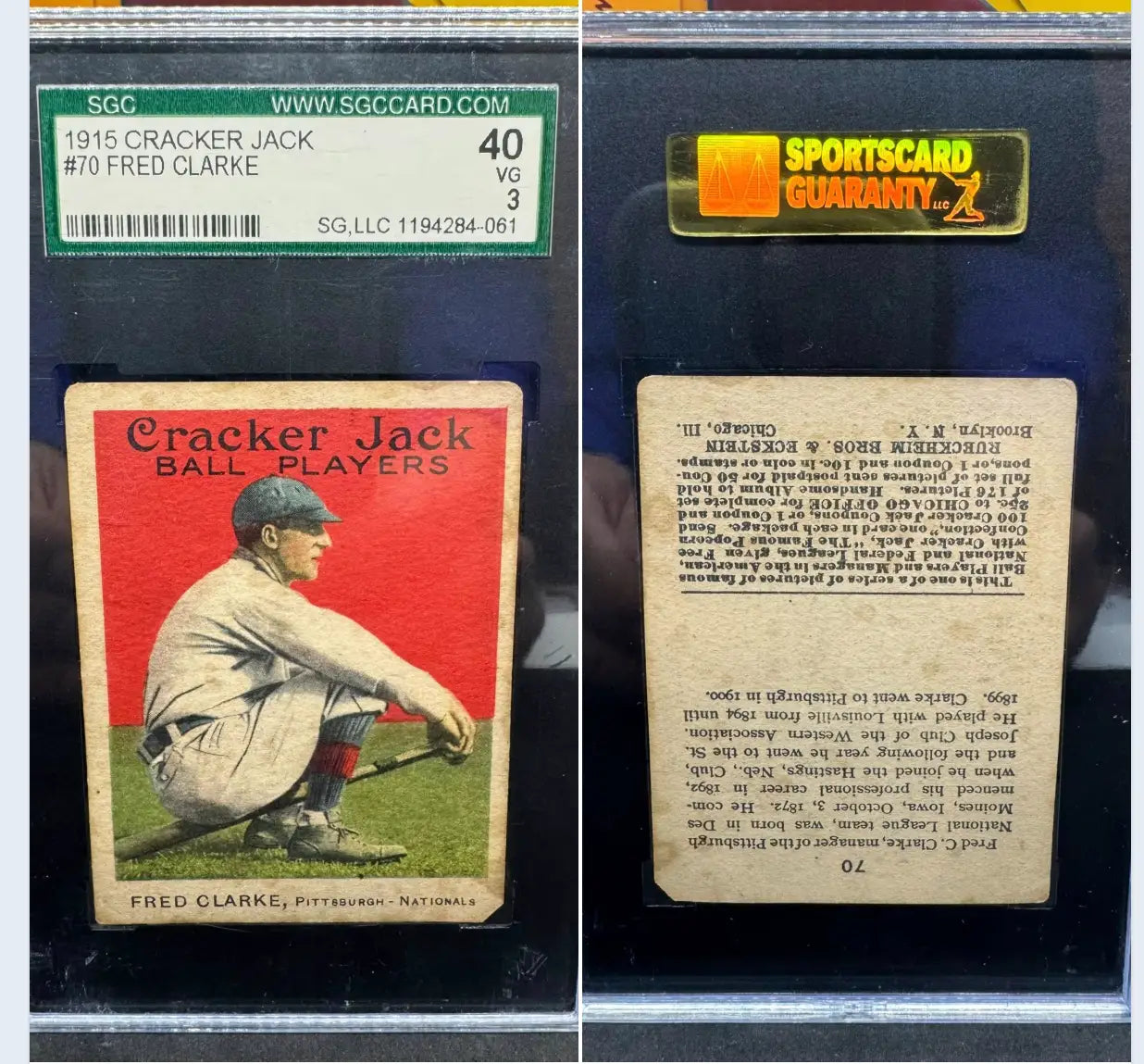 1915 Cracker Jack Fred Clarke #70 SGC 3 - Baseball Card Single