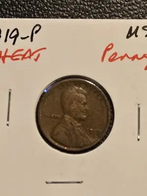 1919 Lincoln Wheat Cent - Philadelphia Mint - Circulated US Penny - Collectibles
