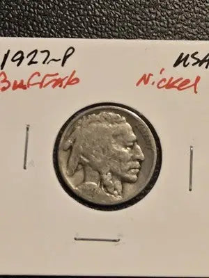 1927 Buffalo Nickel - Indian Head 5 Cent Coin - Philadelphia Mint - Coins & Currency