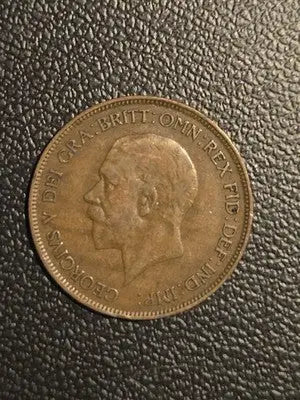 1930 England 1 Penny Bronze Coin - Very Good Condition - UK Rare!