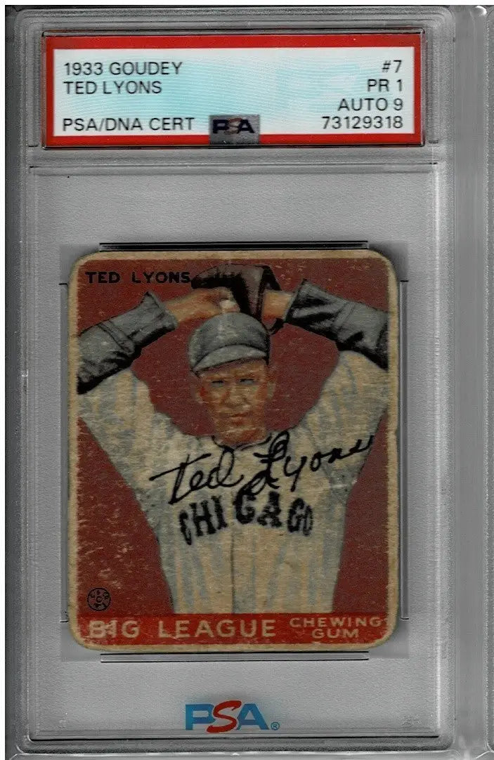Vintage 1933 Goudey Signed Autographed Ted Lyons baseball card graded by PSA