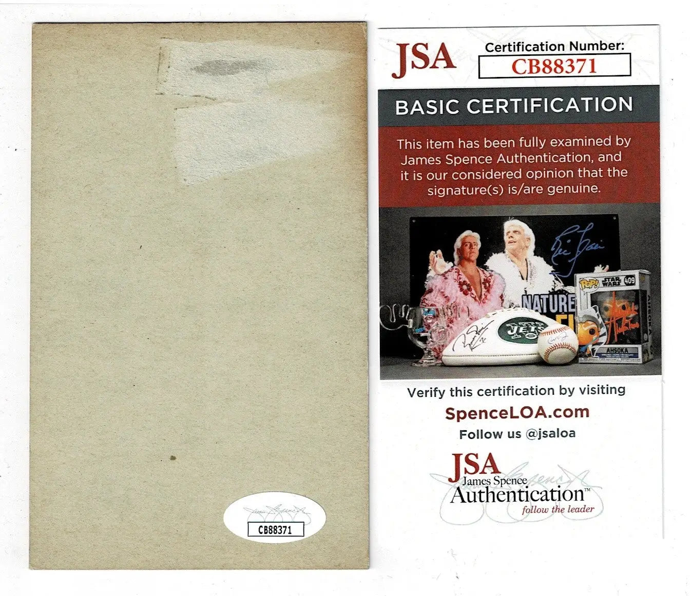 JSA authenticated Andy Pafko signed trading card with signed photos baseball and Jets helmet