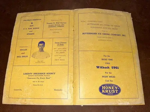 1942 Louisville Kentucky High School Football Program Male v Corbin Paul Jenkins