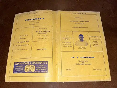 1942 Louisville Kentucky High School Football Program Male v Corbin Paul Jenkins - Sports Memorabilia