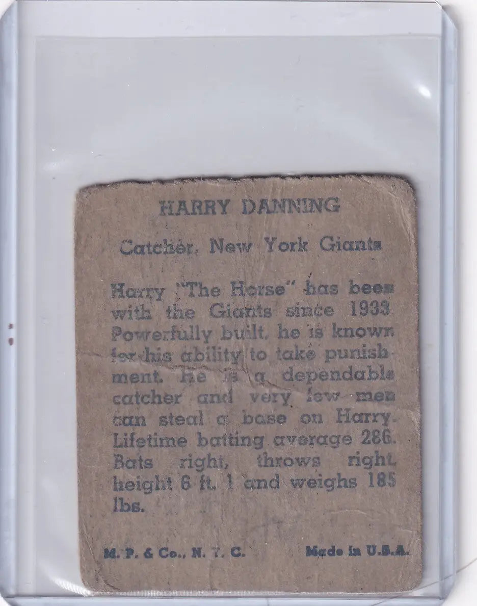 1943 R302-01 M.P. & Co Hank Danning - New York Giants - Other