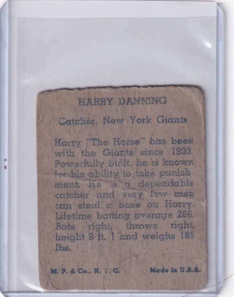 1943 R302-01 M.P. & Co Hank Danning - New York Giants - Other
