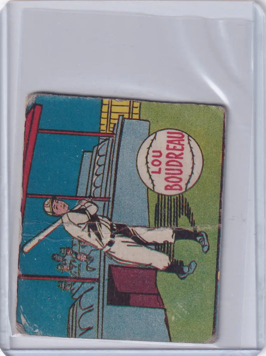 Vintage Lou Boudreau baseball card from the 1943 R302-01 Cleveland Indians collection