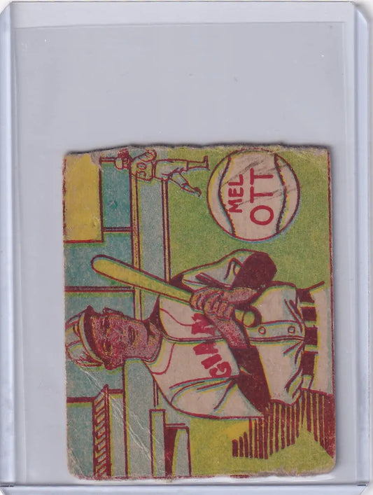 Vintage Mel Ott baseball card from 1943 R302-01 New York Giants collection