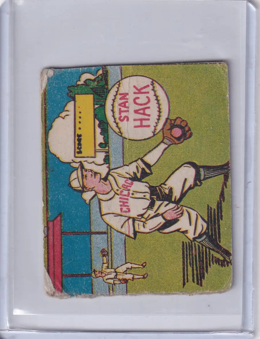 Vintage Stan Hack Chicago Cubs R302-01 baseball card in product 1943 R302-01 M.P. & Co