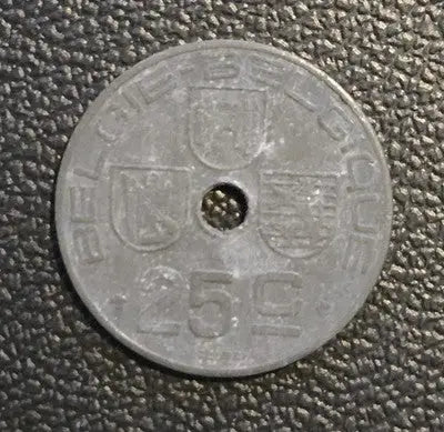 1944 Belgium 25 Centimes Fine Condition Uncertified