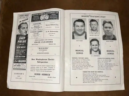 Vintage advertisement booklet for 1944 Kentucky High School Football Program Xavier Manual Dewey