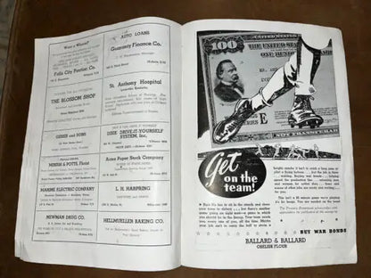 Vintage advertisement for 1944 Kentucky High School Football Program St. Xavier Manual Dewey
