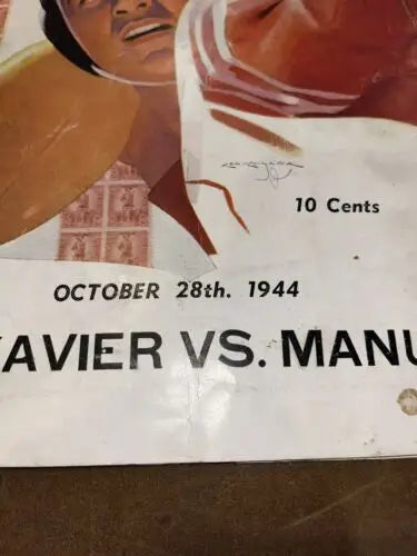 Vintage poster fragment of 1944 Kentucky High School Football Program featuring Xavier Manual Dewey