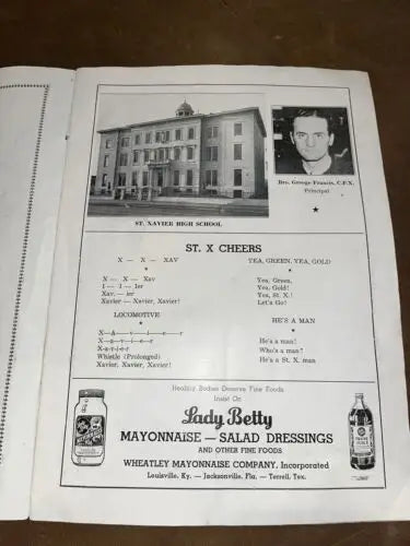 Vintage yearbook page from 1944 Kentucky High School Football Program St. Xavier Manual Dewey