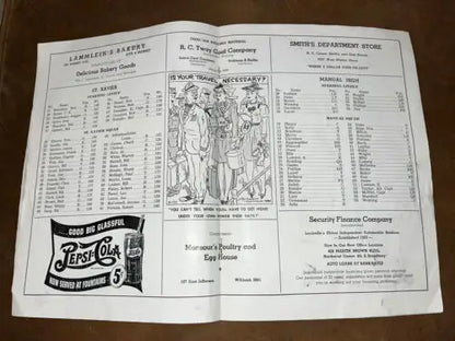 Vintage newspaper advertisement for 1944 Kentucky High School Football Program St. Xavier Manual Dewey