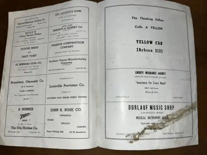 Vintage advertisement booklet for 1944 Kentucky High School Football Program St. Xavier Manual Dewey