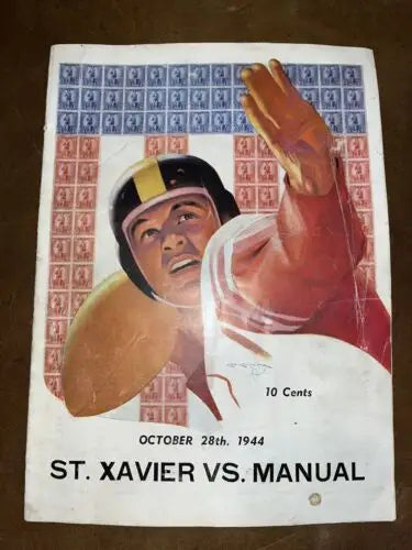 Vintage 1944 Kentucky High School Football Program for Xavier Manual Dewey match