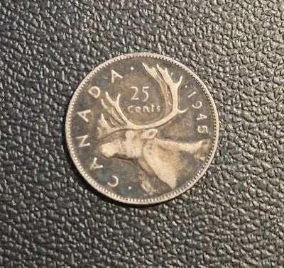 1945 Canada 25 Cents George VI Caribou Quarter