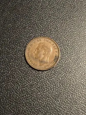1945 England Half Penny Bronze Coin - Very Fine Uncertified Not Rated