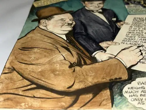 FEG Murray art featuring Laurel and Hardy, Errol Flynn, and Barbara Hale signed artwork