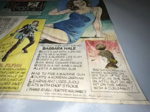 Vintage comic strip art by FEG Murray featuring Laurel Hardy and Errol Flynn signed