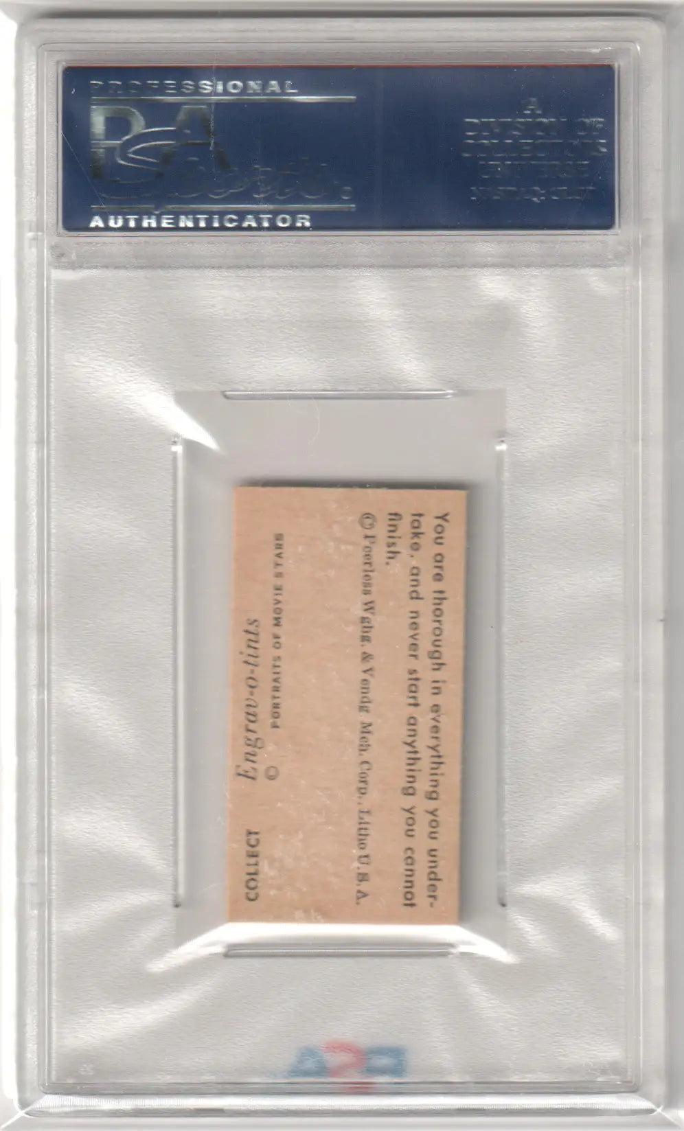 Encased collectible card from 1945 Peerless Scales Red Black Set Eva Gabor PSA 9 Mint