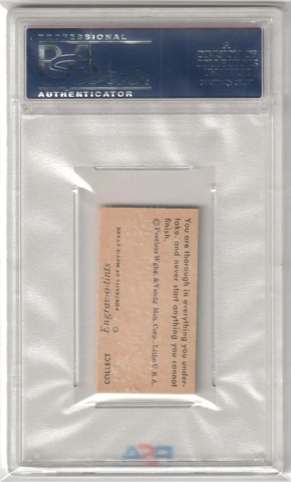 Encased collectible card from 1945 Peerless Scales Red Black Set Eva Gabor PSA 9 Mint