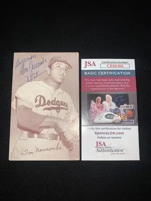 1972 Don Newcombe signed Brooklyn Dodgers baseball card with JSA certification