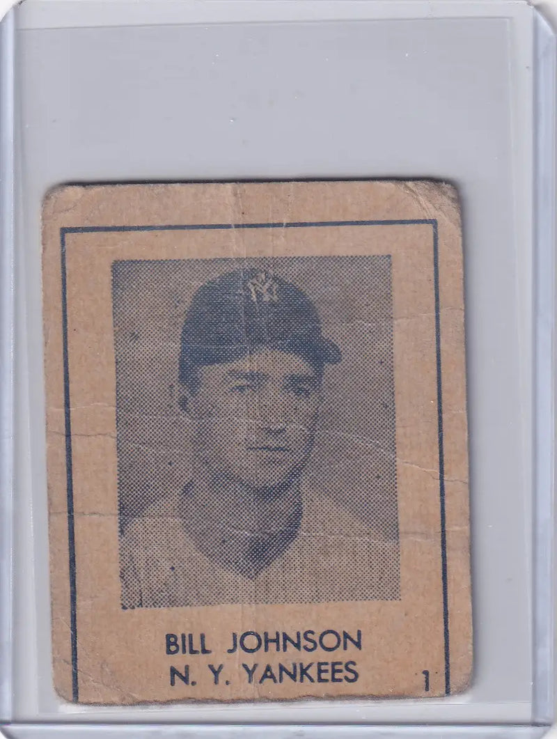 1948 R346 Blue Tint #1 Bill Johnson - New York Yankees - Baseball Card Single