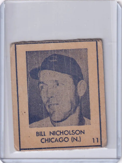 Vintage 1948 R346 Blue Tint #11 Bill Nicholson Chicago Cubs baseball card