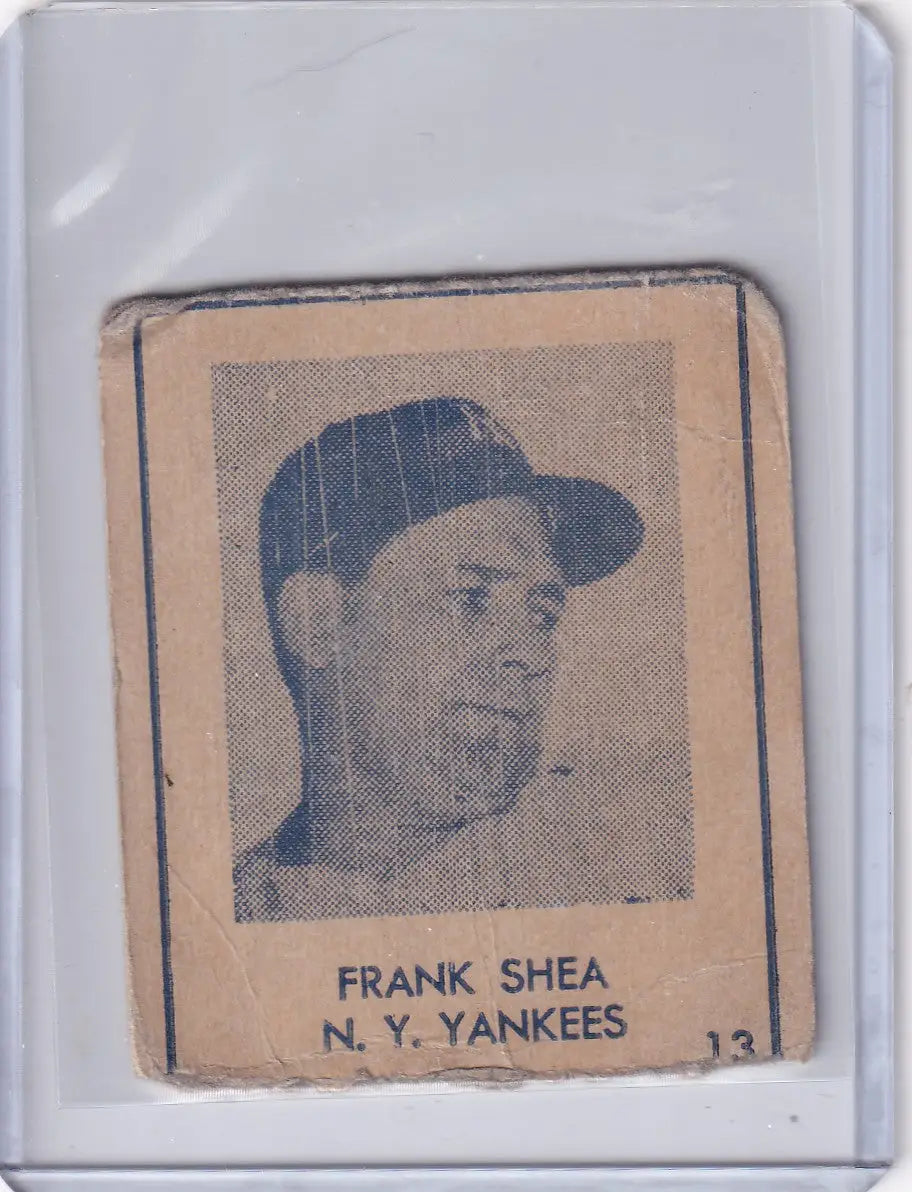 1948 R346 Blue Tint #13 Frank Shea - New York Yankees - Baseball Card Single