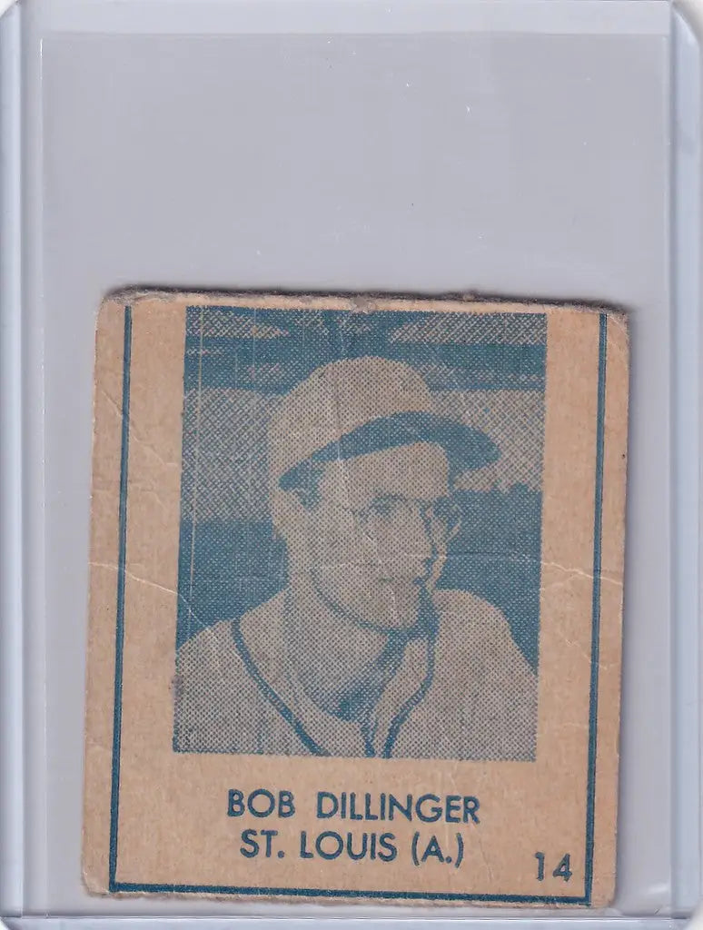 Vintage baseball card featuring 1948 R346 Blue Tint Bob Dillinger St Louis Browns