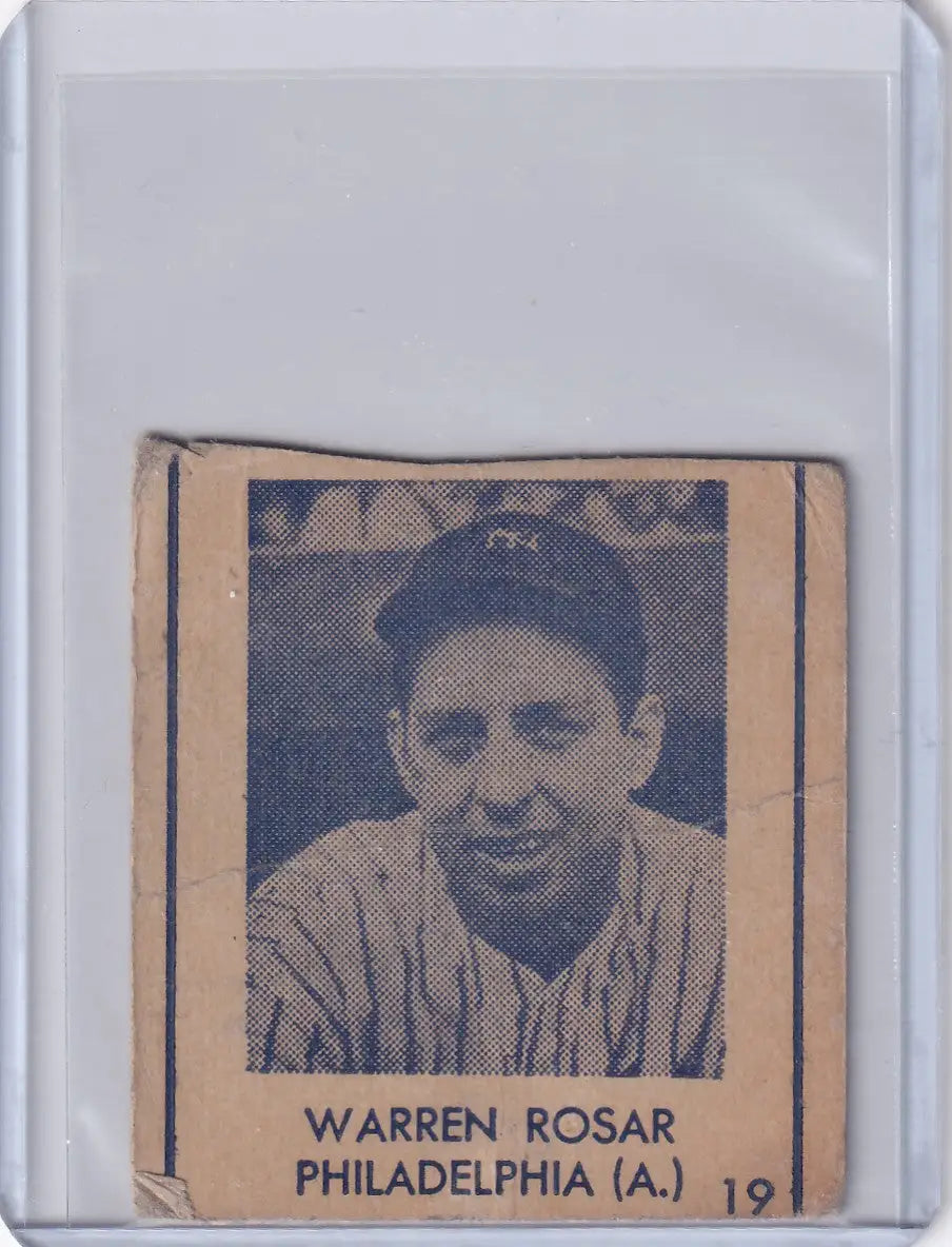 1948 R346 Blue Tint #19 Warren Rosar - Philadelphia Athletics - Baseball Card Single