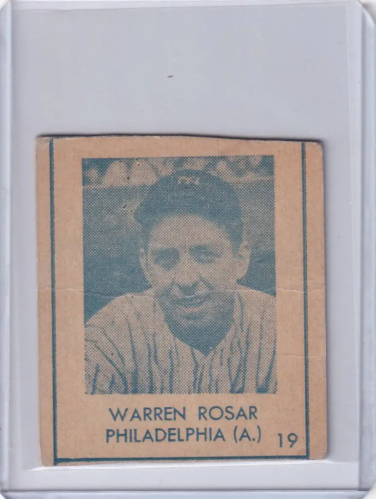 1948 R346 Blue Tint #19 Warren Rosar Philadelphia Athletics