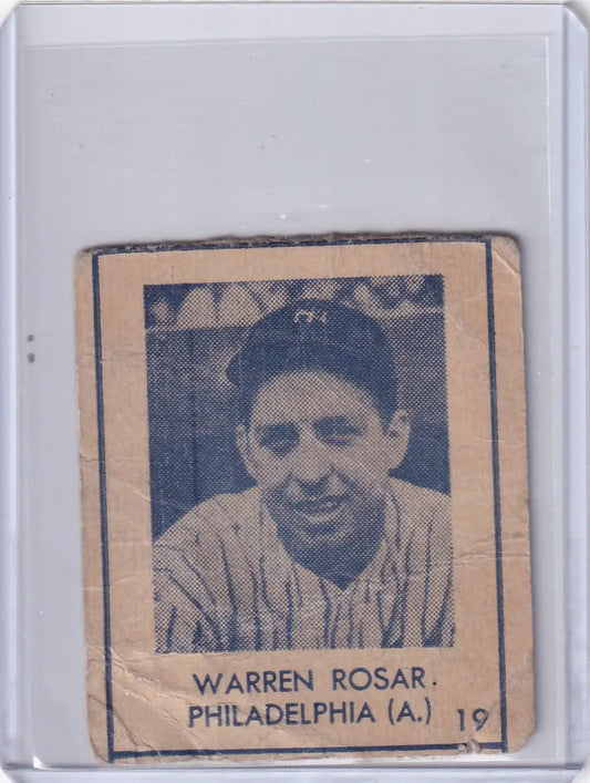 1948 R346 Blue Tint #19 Warren Rosar - Philadelphia Athletics - Baseball Card Single