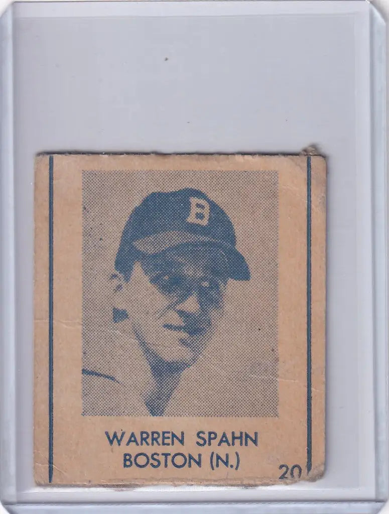 1948 R346 Blue Tint #20 Warren Spahn Boston Braves - Baseball Card Single