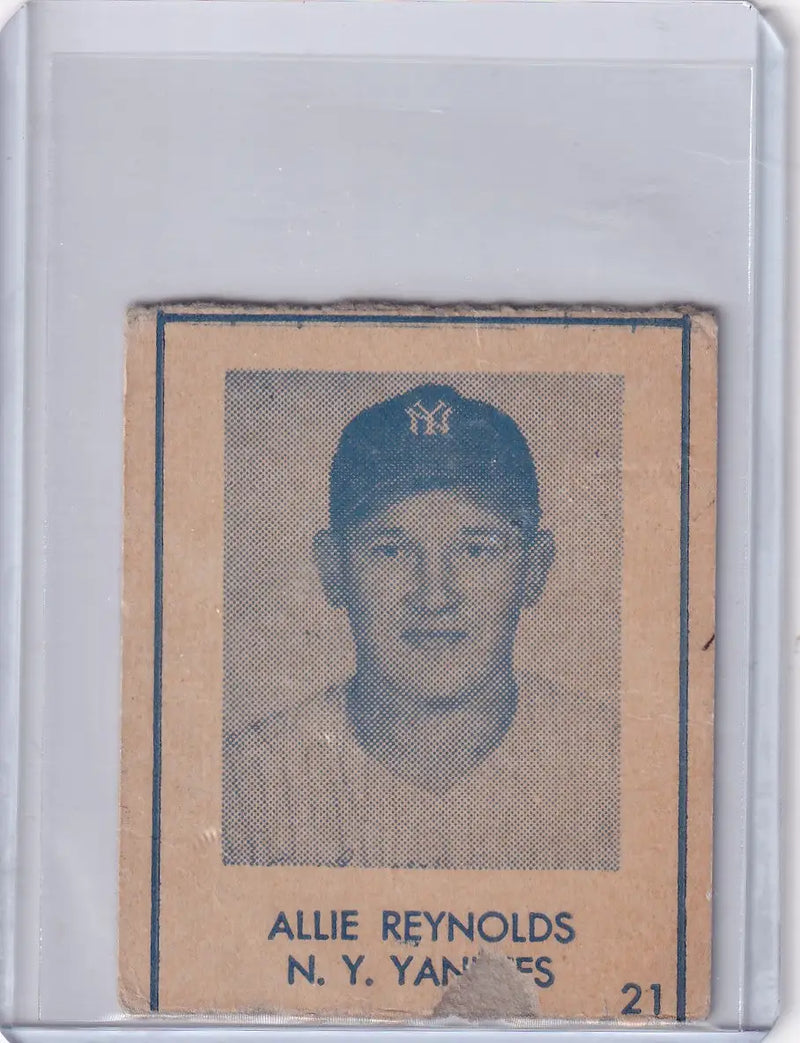 1948 R346 Blue Tint #21 Allie Reynolds - New York Yankees - Baseball Card Single